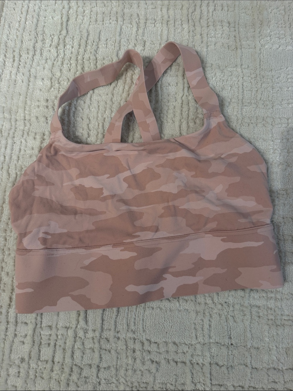 Athleta Blush Pink Camo Strappy Sports Bra